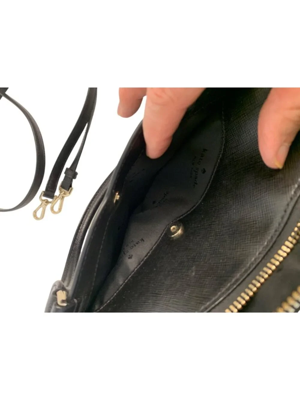 Kate Spade Black Leather Dome Satchel Crossbody Bag M 12 x 9 EUC Sylvia